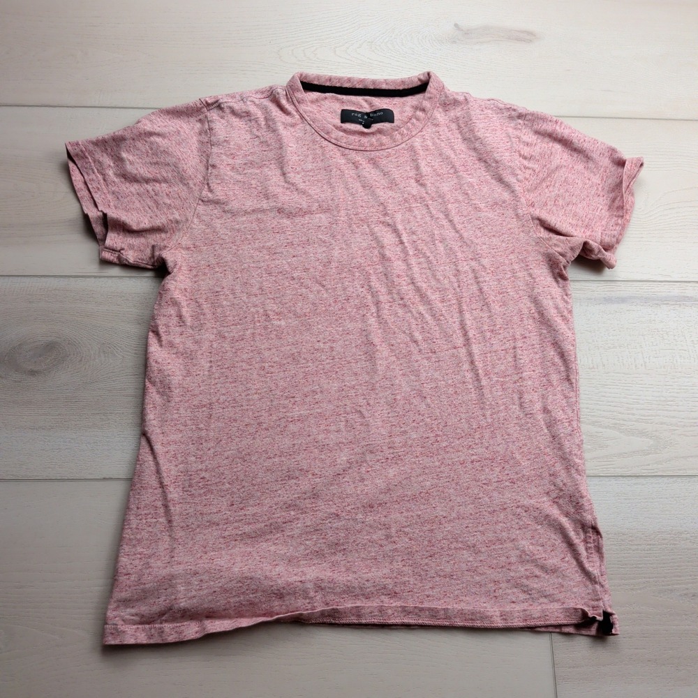 Rag & Bone Mens T-Shirt Red Space Dye Cotton Short Sleeve Size M